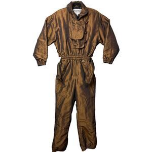 Vintage FERA One-Piece Ski Suit Iridescent Copper Snowsuit  Retro Ski Bunny Sz 8